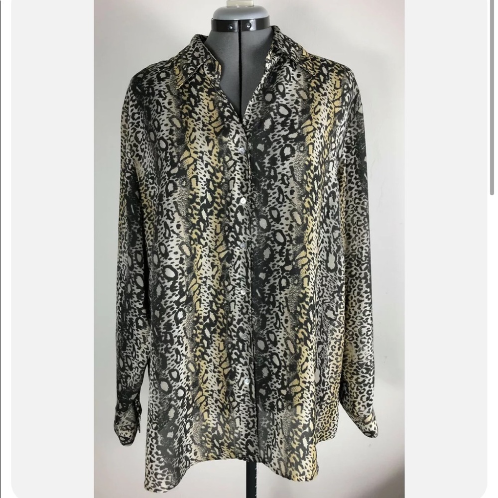 Lucy Pirada Womens Semi Sheer Buttoned Down Shirt Size 18W